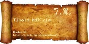 Tibold Mária névjegykártya